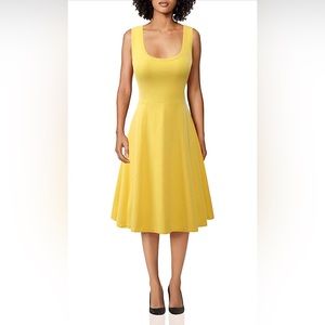 Summer Beach Casual Flared Midi Tank Dress | Large | Yellow |
